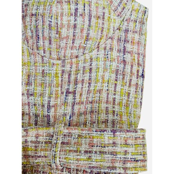 MOTF Strapless Tweed Dress Small Bustier Top Belted Pastel Chic - Picture 3 of 10